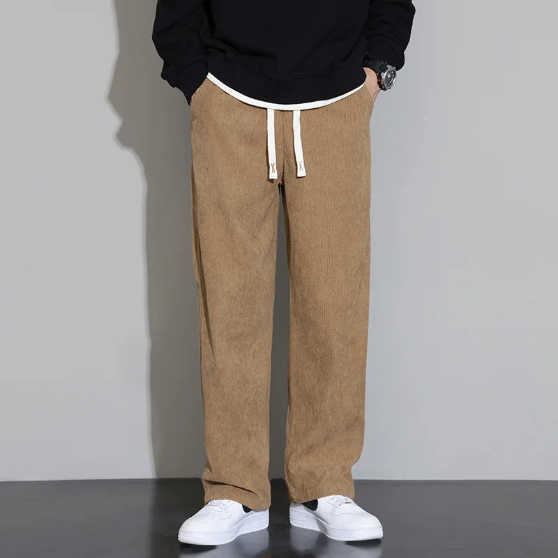 Corduroy Pants for Men 2025 Casual Wide Leg Trousers Soft Loose Fit Straight Pants Men Autumn Lounge Corduroy Trousers