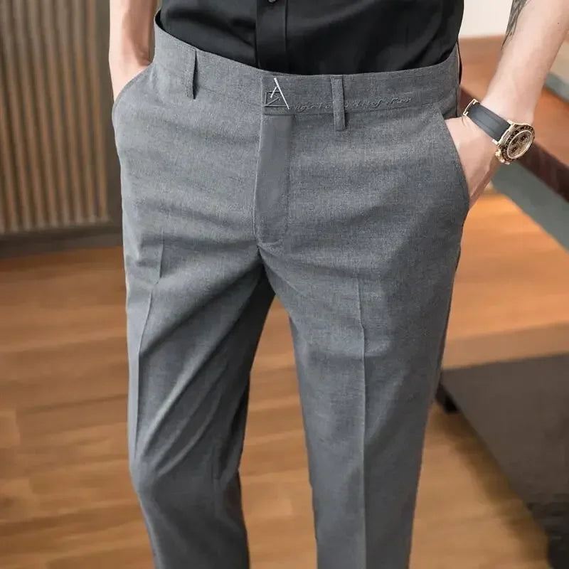 Straight Draped Man Suits Pants Work Trousers for Men Office Fluid New In High Quality Chinese Homme Summer 2025 Up Dress Fabric