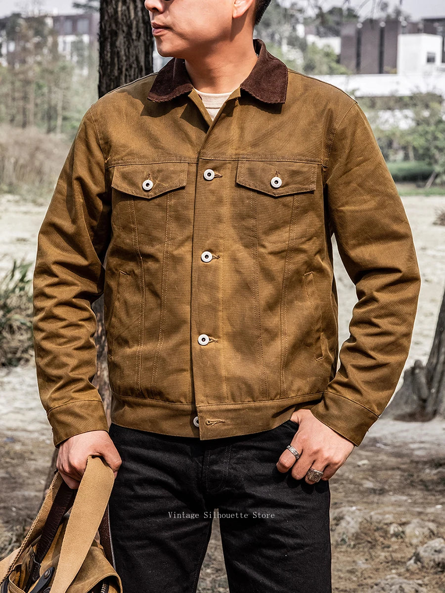 Red Tornado Classic Type 3 Waxed Trucker Jacket American Casual Style Work Wear Coat