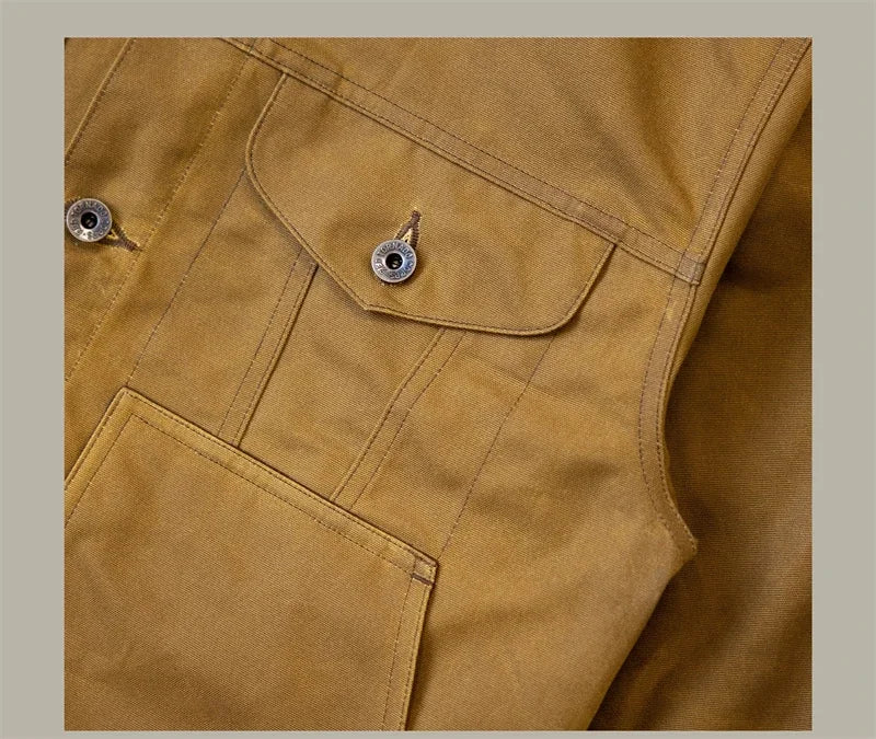 Red Tornado Waxed Canvas Cruiser Jacket Water Resistant Rugged Style Men's Work Outerwear