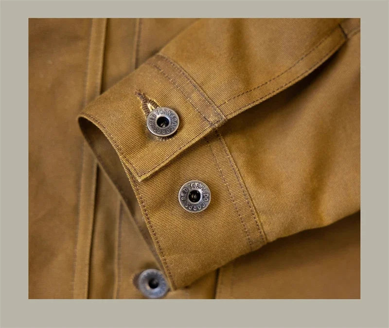Red Tornado Waxed Canvas Cruiser Jacket Water Resistant Rugged Style Men's Work Outerwear