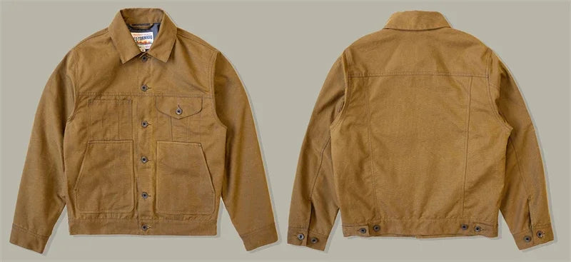 Red Tornado Waxed Canvas Cruiser Jacket Water Resistant Rugged Style Men's Work Outerwear