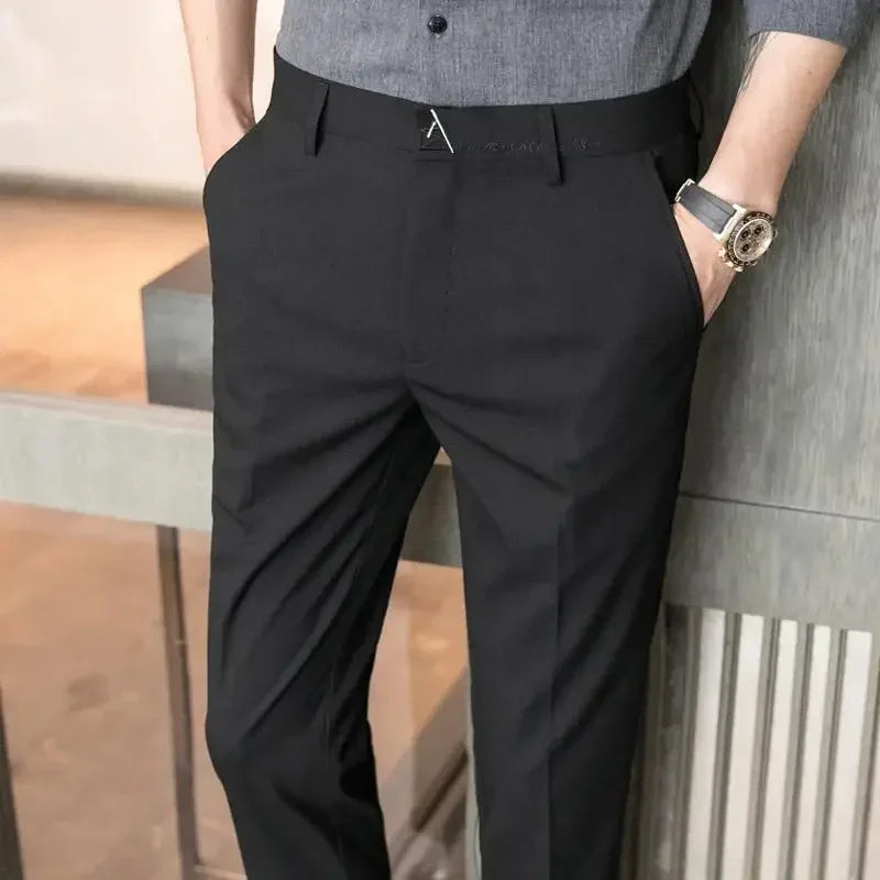 Straight Draped Man Suits Pants Work Trousers for Men Office Fluid New In High Quality Chinese Homme Summer 2025 Up Dress Fabric