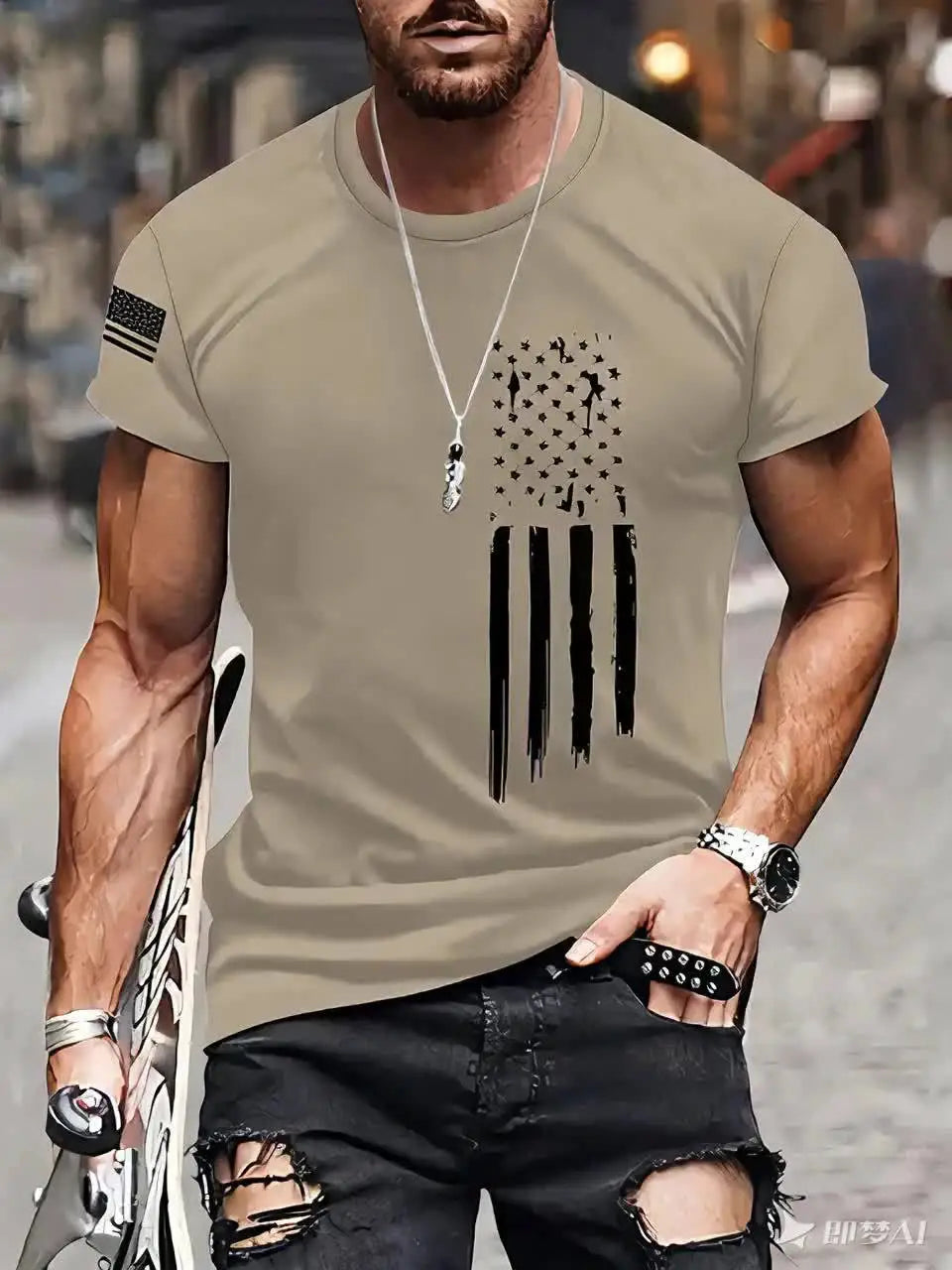 Men'S T-Shirt with a Simple Striped 3D Digital Print,a New Fashion Trend for Summer2025Featuring a Cool Street Style with Short