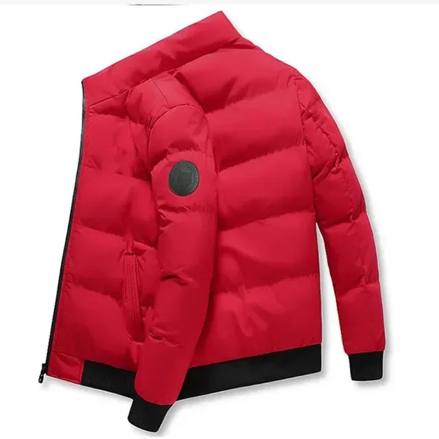 New 2025 autumn/winter men's short jacket, fashionable outdoor casual stand-up collar zipper men's cotton-padded jacket