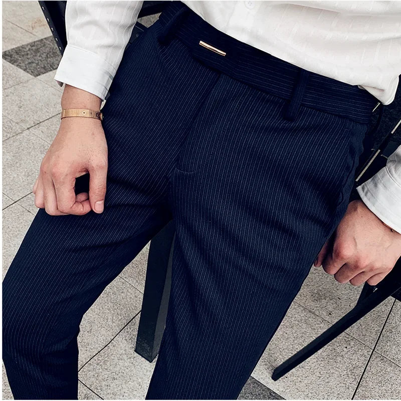 Suit Trousers for Men Dress Pants Autumn New Pinstripe High Quality Business Casual Fashion Men's Clothing Full Length Pants