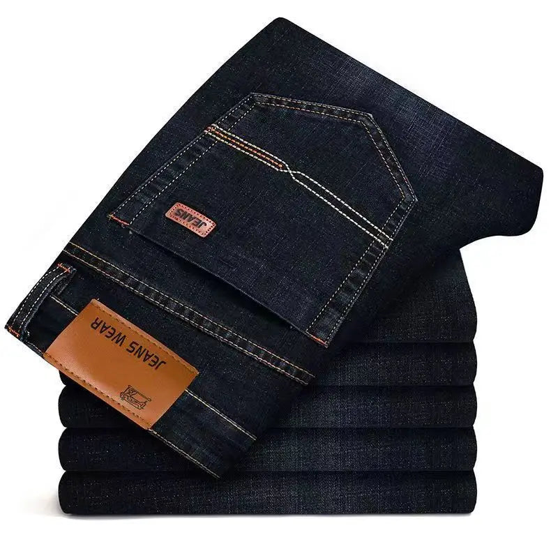 Men Fashion Straight Jeans Men 2024 New Stretch Slim Fit Pants Comfortable Soft Business Denim Trousers Male Brand Clothing