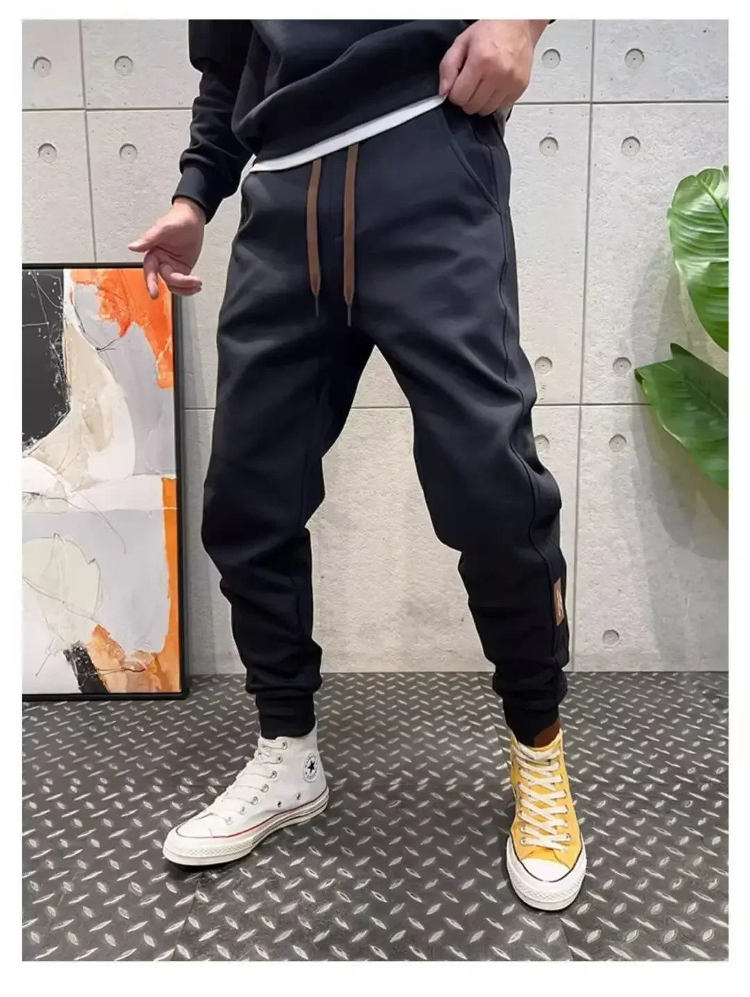 2025 New Tying Trousers for Men Versatile Embroidery Sports Versatile Trousers for Small Feet