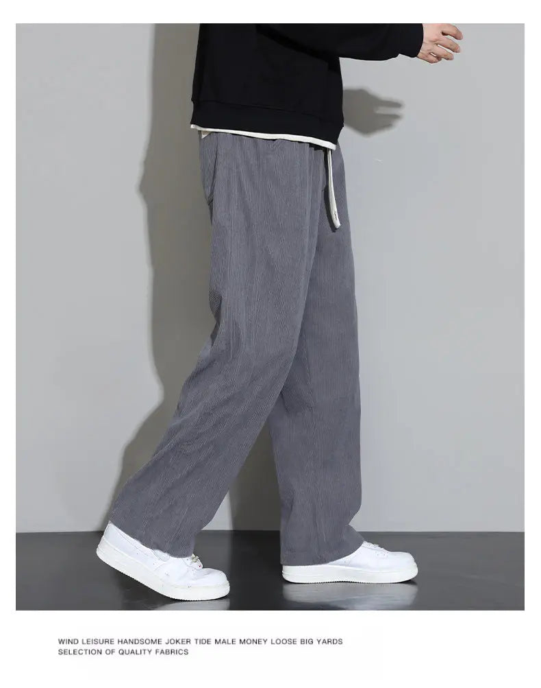 Corduroy Pants for Men 2025 Casual Wide Leg Trousers Soft Loose Fit Straight Pants Men Autumn Lounge Corduroy Trousers