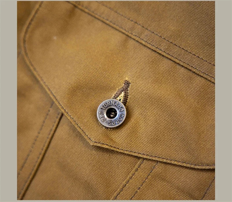 Red Tornado Waxed Canvas Cruiser Jacket Water Resistant Rugged Style Men's Work Outerwear
