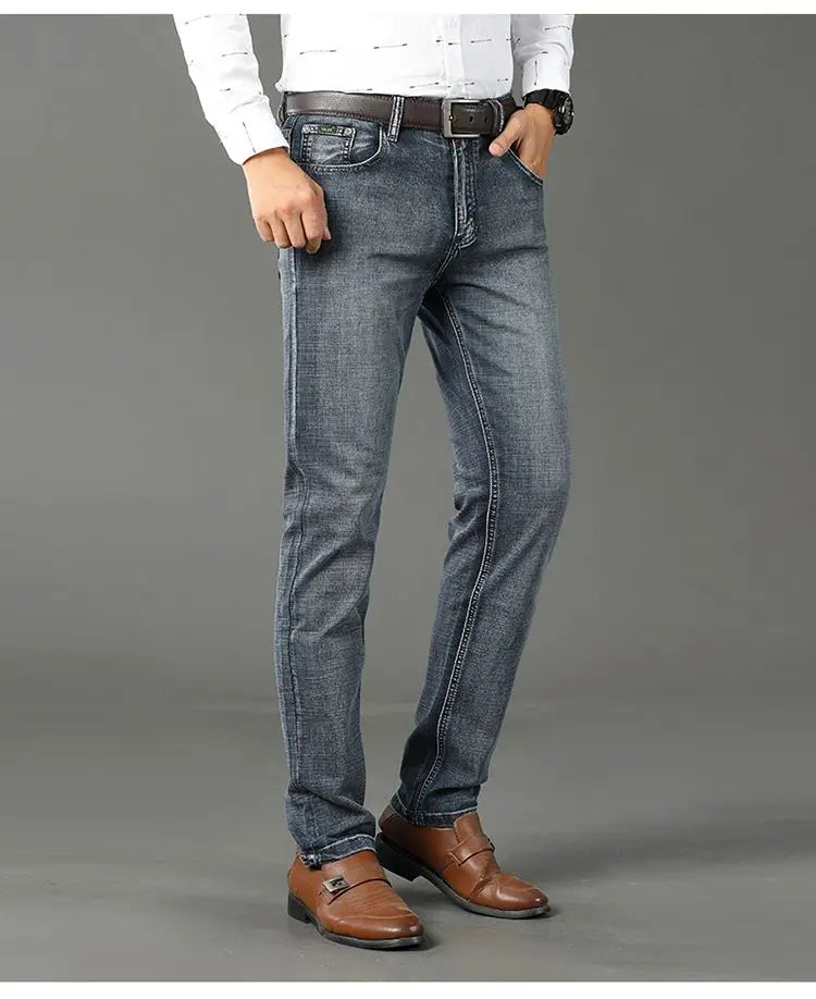 Classic Business Casual Jeans Men 2025 New Fashion Retro Slim Stretch Denim Trousers Male High Quality Luxury Pants Men Clothing