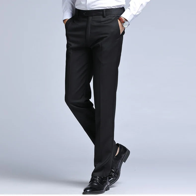 New Men's Dress Suit Pants Elastic Straight Formal Business Office Club Party Trousers for Men Solid Slim Casual Pants Oversize