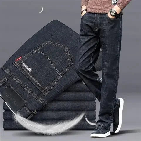 Men's Jeans Elastic Man Cowboy Pants Stretch Trousers Straight Light Blue Comfortable Xs 2025 Fashion Washed Y2k Streetwear