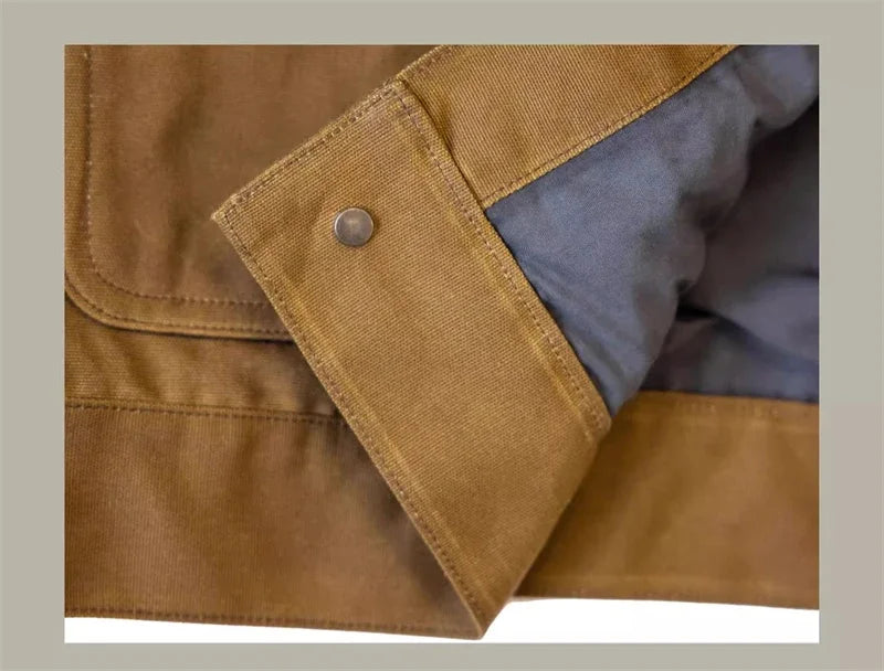 Red Tornado Waxed Canvas Cruiser Jacket Water Resistant Rugged Style Men's Work Outerwear