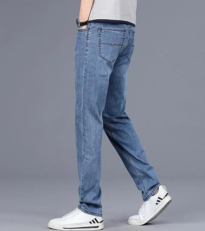 Men's Jeans Elastic Man Cowboy Pants Stretch Trousers Straight Light Blue Comfortable Xs 2025 Fashion Washed Y2k Streetwear