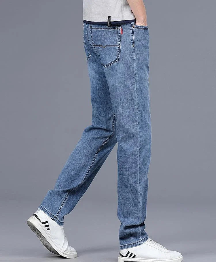 Men's Jeans Elastic Man Cowboy Pants Stretch Trousers Straight Light Blue Comfortable Xs 2025 Fashion Washed Y2k Streetwear